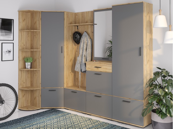 Ъглово портманто CORSICA (дъб крафт златен/графит)